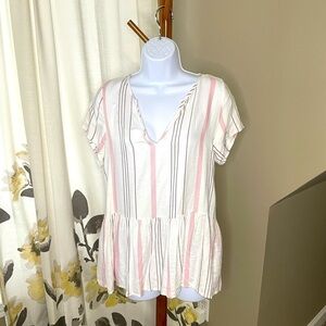 𝅺nwot Newbury Kustom Striped Peplum Top Size Small